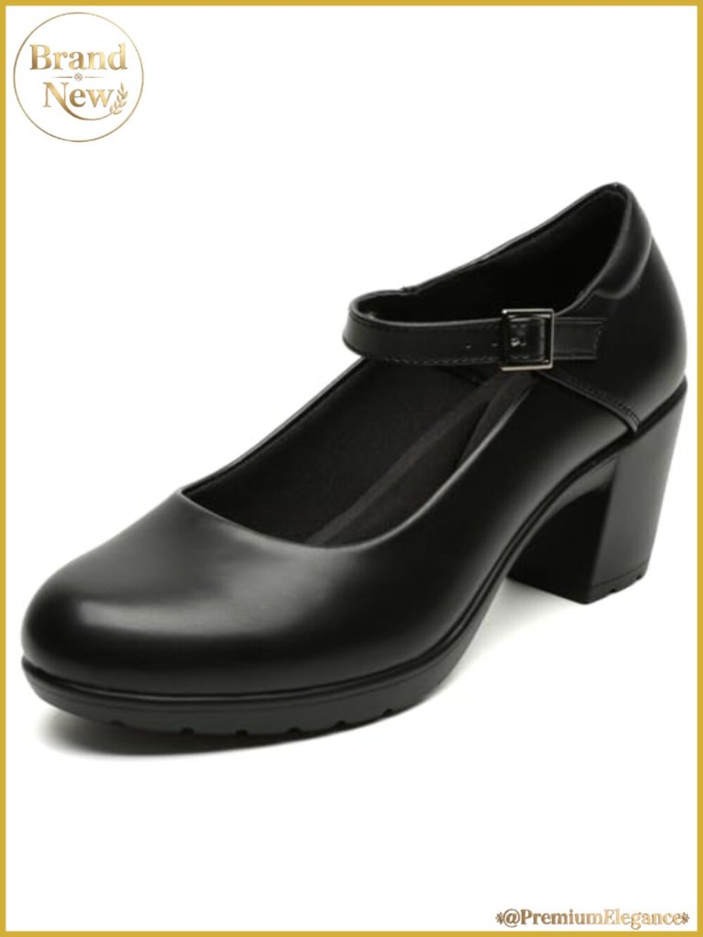 Mary Jane Dress Shoes Chunky Low Block Heels Closed Toe Work Pumps Faux Leather
